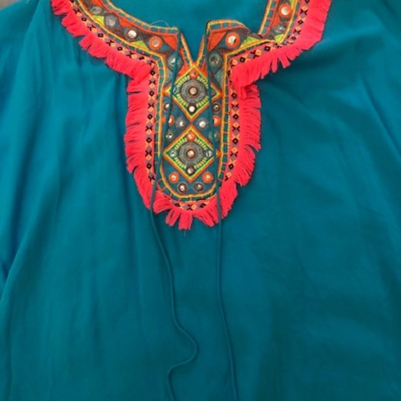 Bright Aqua beach cover kafkan - Picture 2 of 2